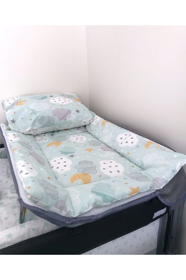 Bebek Özel-وسادة سرير الأطفال والرضع من Green Crescent Star Cotton Park - وسادة مفتوحة من الأسفل 1