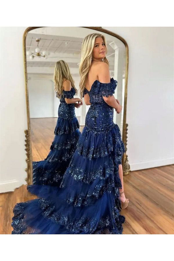 Shiny evening gowns on sale