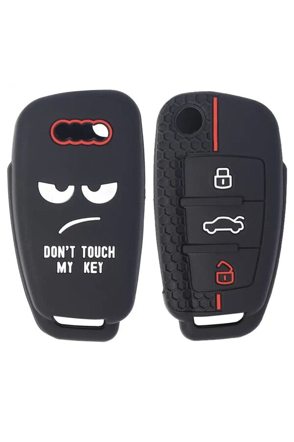 emii auto spare parts-For Audi A1 A3 8P 8L A4 A5 B6 B7 B8 A6 A7 C5 C6 4F Q3 Q5 Q7 8V KEY CASE Black/Red 1