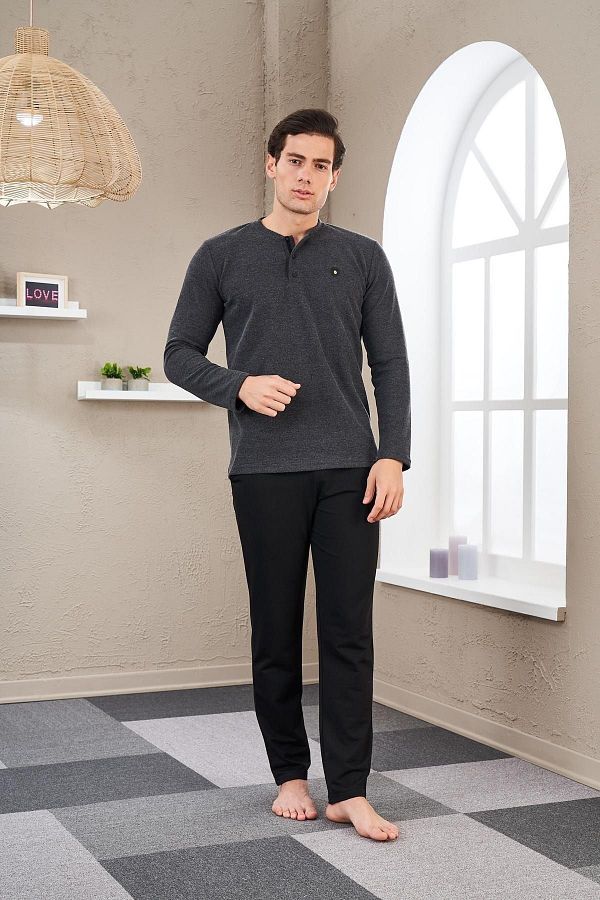 PJS-23726 Set de pijamale pentru bărbați cu plăcuță 1