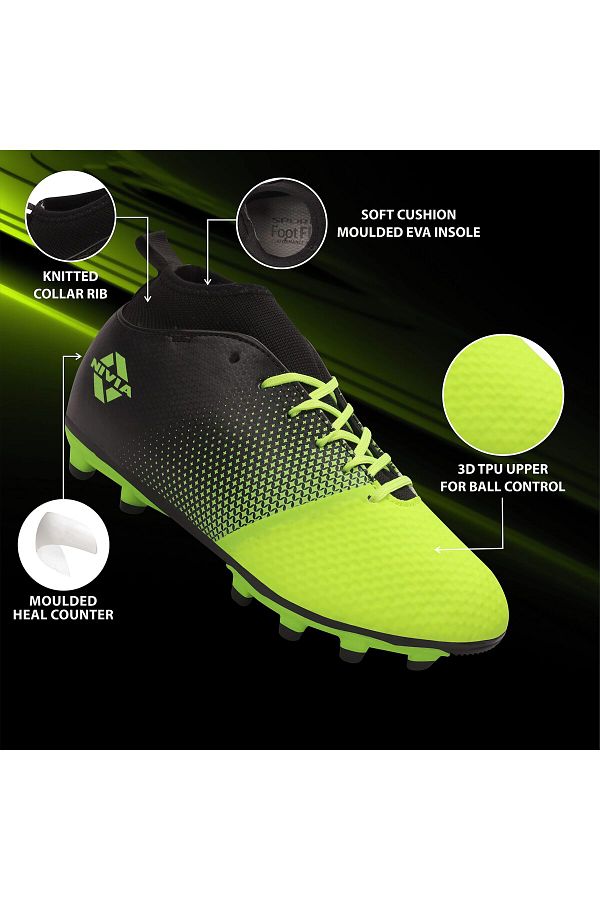 Nivia Ashtang Football Studs Green Black 7 UK 8 US 41 EU Synthetic Leather Moulded Insole Trendyol