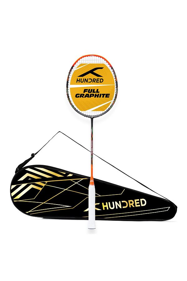 Hundred-Powertek 1000 PRO Graphite Strung Badminton Racket with Full Racket Cover 1