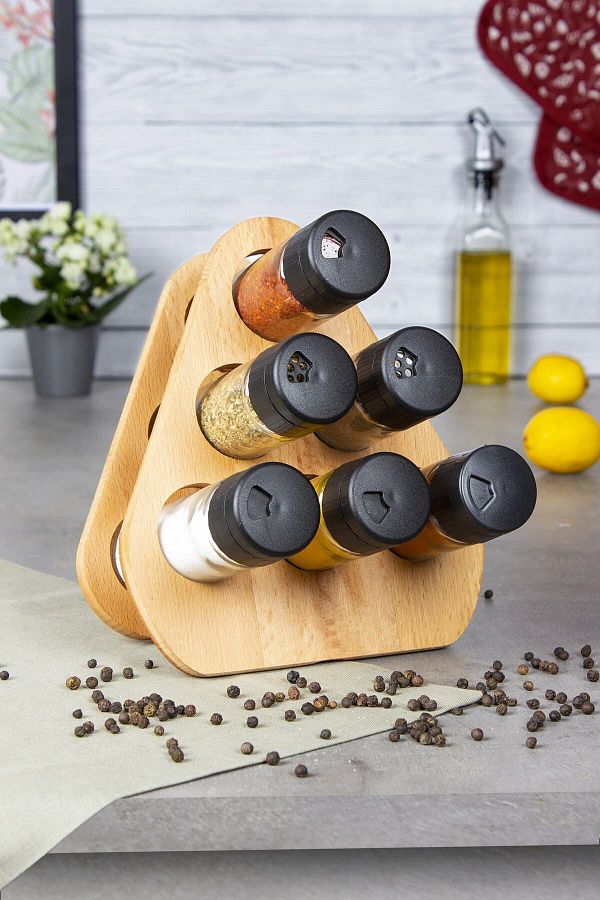 ETKA Mai 6 Piece Spice Rack Set 6 Piece Spice Rack Set with Wooden Stand Trendyol
