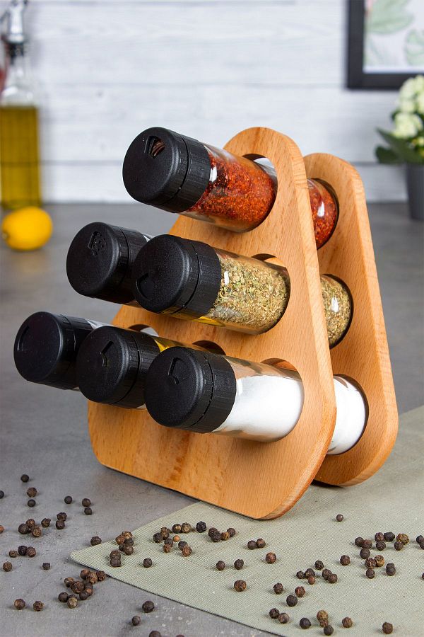 ETKA Mai 6 Piece Spice Rack Set 6 Piece Spice Rack Set with Wooden Stand Trendyol