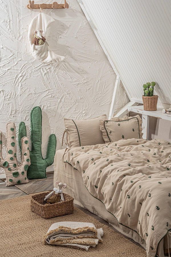 Ecocotton Larina Baby Bedding Set 100 Organic Cotton Muslin Embroidered Beige 100X150 cm Trendyol