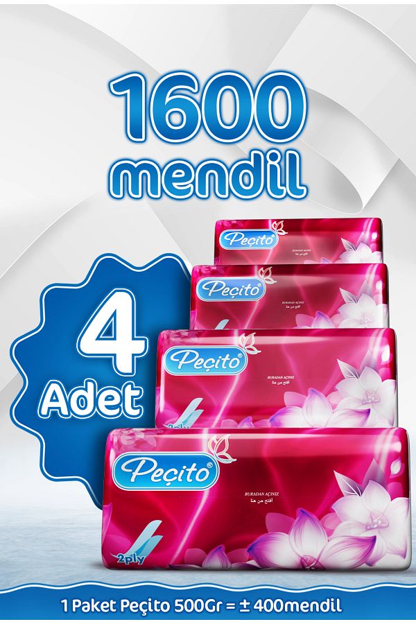 Peçito-Elite 1600 Double Layer - Check and Take Wipes Set (4X400) 1