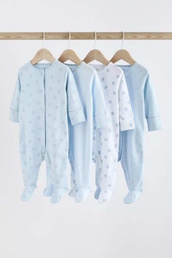 Next Baby 0 2 Years Blue Baby Bear Pajamas Cotton 4 Pack Trendyol
