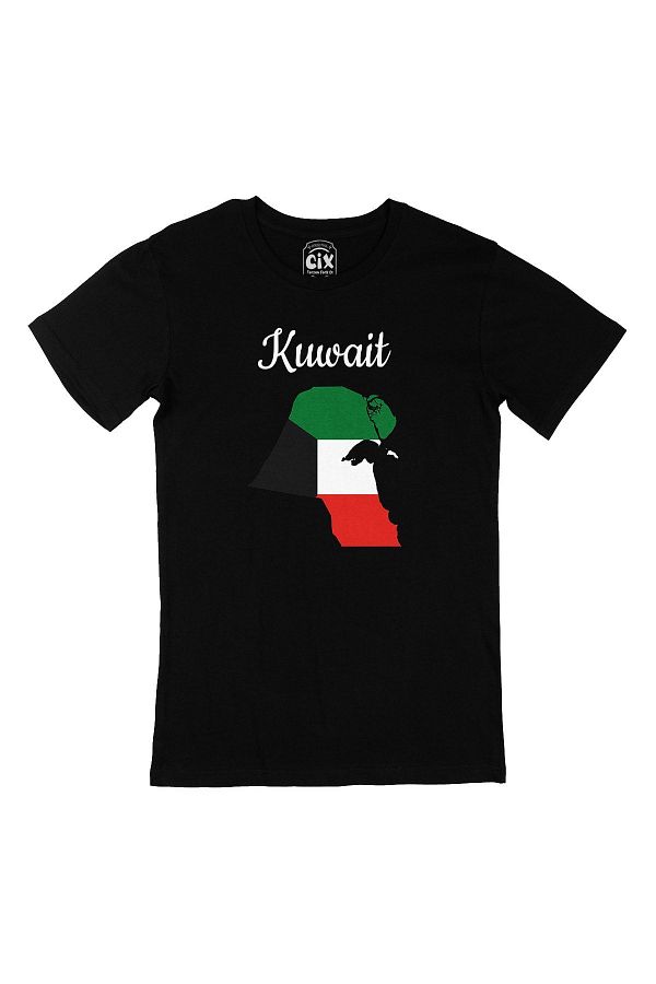 Cix-Black T-Shirt with Kuwait Map and Flag 1
