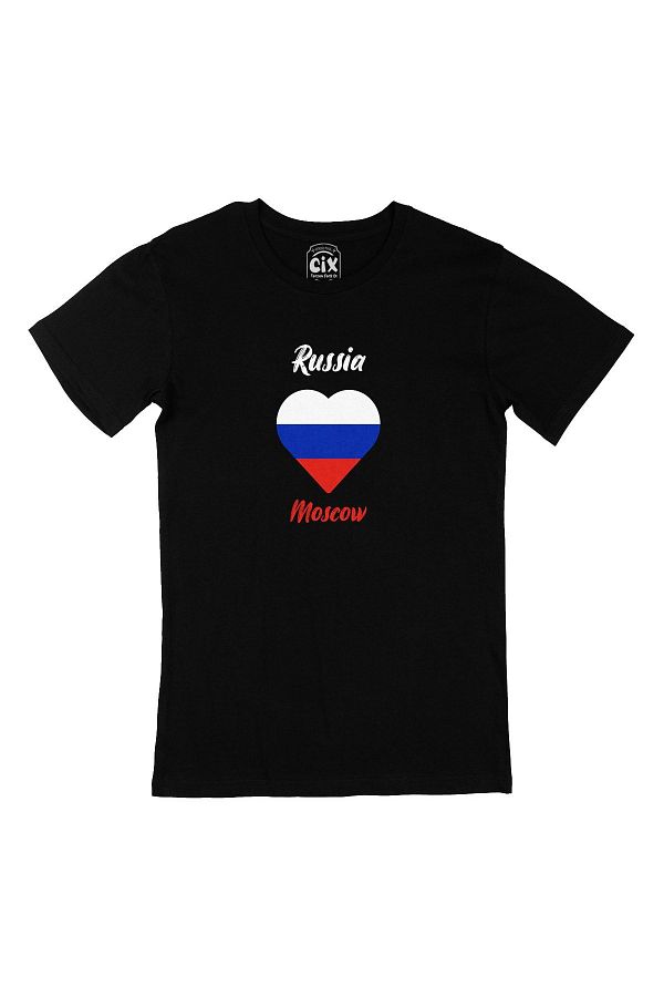 その他 Russian Heart Cix Moscow Russia Flag Heart Black T-Shirt- Trendyol