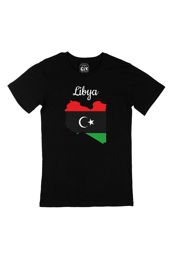 Cix-Black T-Shirt with Libya Map and Flag 1