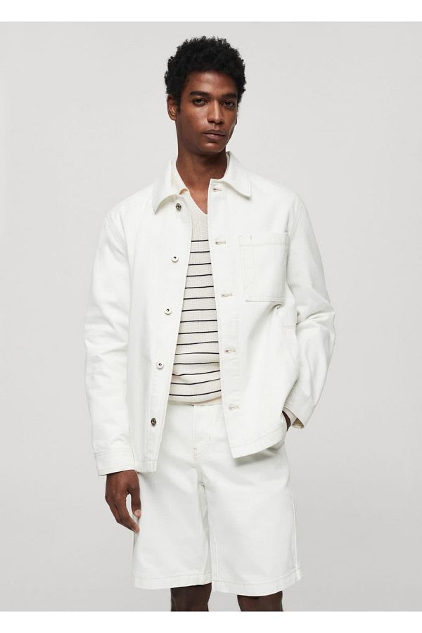 MANGO Man-Hemdjacke aus 100 % Baumwolle mit Taschen 1