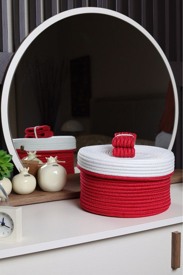 ModaCardin-20X20 Jute Wicker Round Organizer - Basket with Lid 1
