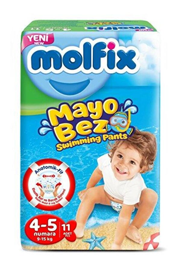 Molfix Mayo Bebek Bezi Swimming Pants 4-5 Beden 11 Adet 9-15 Kg