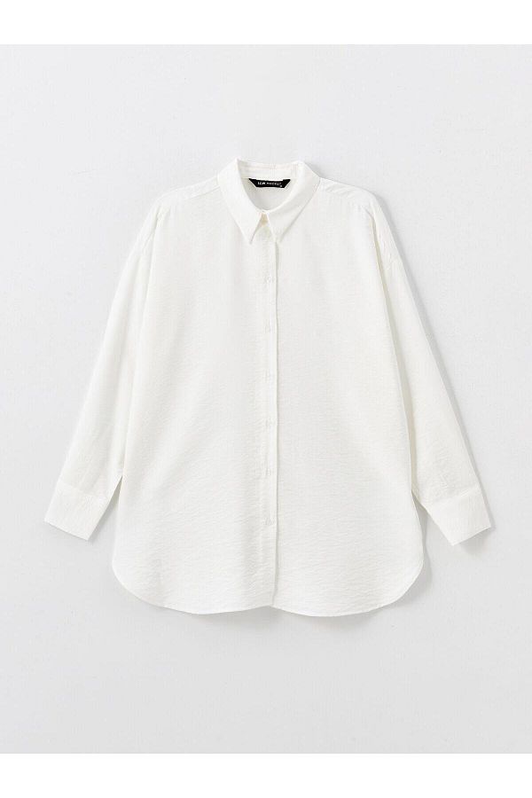 LC Waikiki-LCW Modest - Ecru Oversize γυναικείο πουκάμισο τουνίκ 1