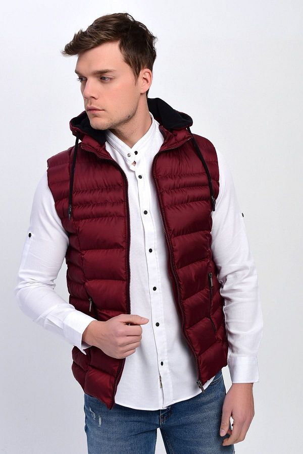Mens burgundy puffer vest deals