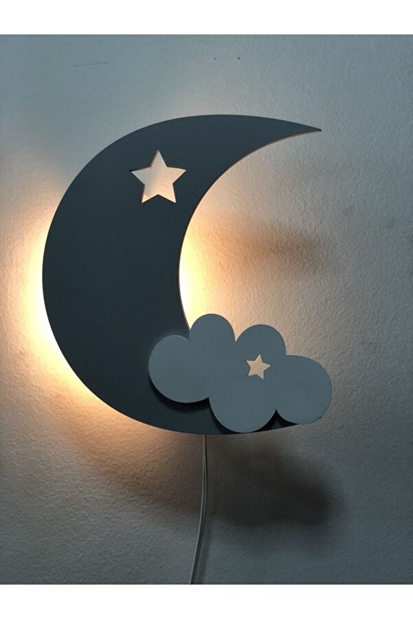 Genel Markalar Ay Bulut Gece Lambası Çocuk Odası Bebek Odası Dekoratif Led Aydınlatma 30cm