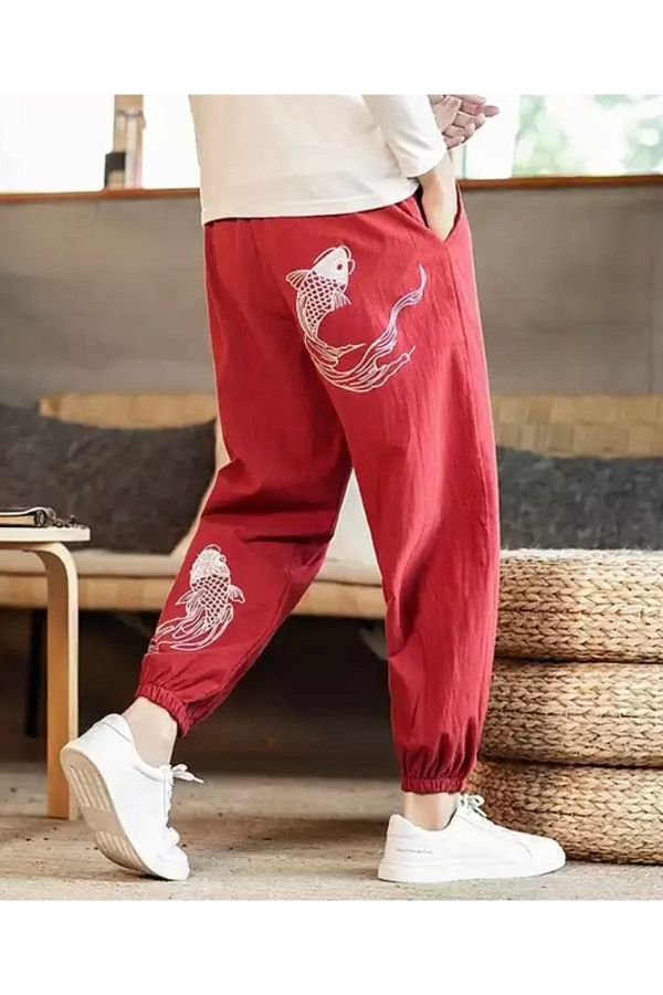 AMOR FACE Japan Koi Printed Custom Design Double Pocket Personality Loose Hip Hop Loose Men s Sweatpants Trendyol