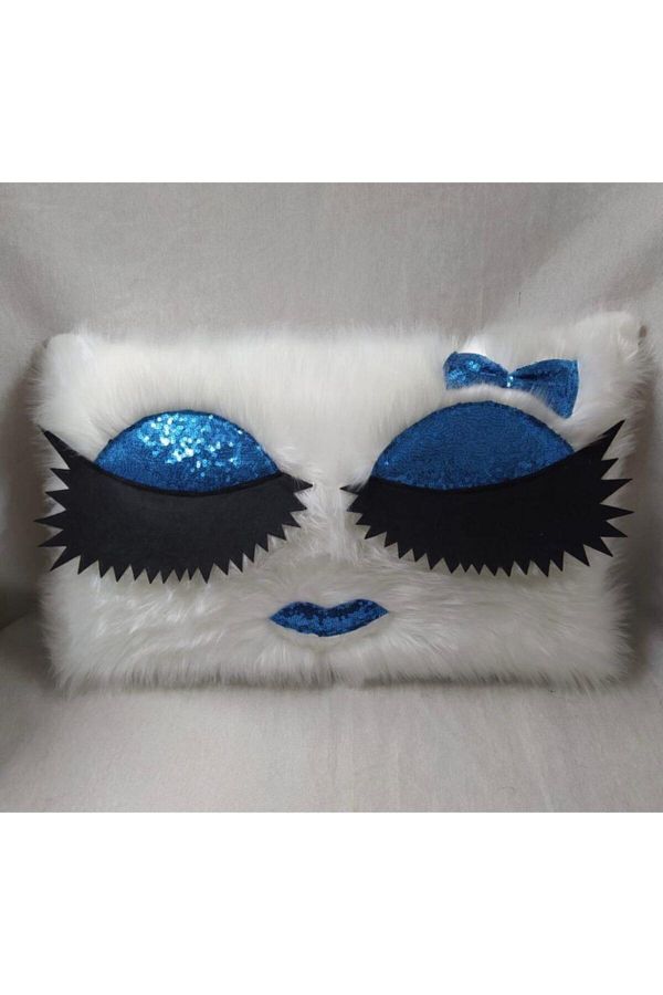 YILMAZHOME Plush Eyelash Pillow Case white Plush blue Eye Trendyol