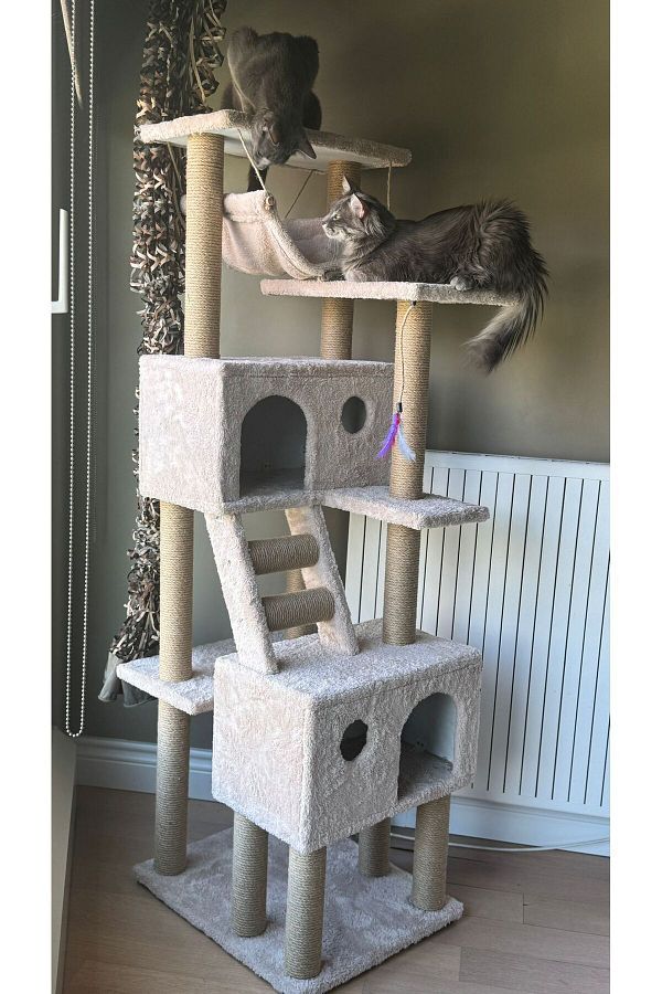 pethomealpi-Large Cat Scratching House and Play Platform - Convenient Use 1