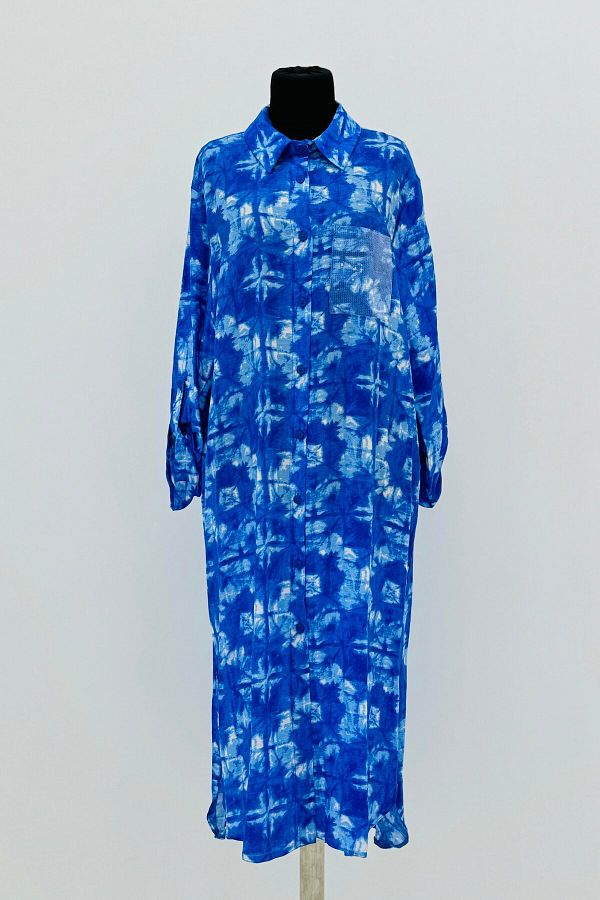 Puane-Long Tie-Dye Patterned Buttoned Tunic 10539 1