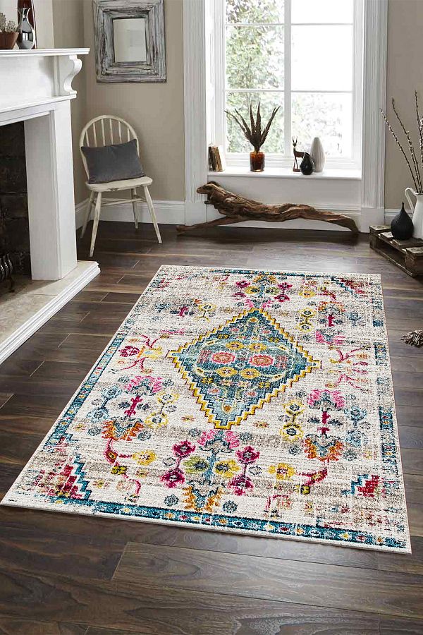 Resmiro-Digital Printed Ottoman Patterned Machine Washable Living Room and Runner Carpet 1