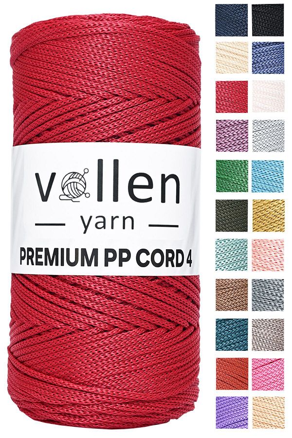 vollen yarn-200gr/230m Premium Polyester Macrame Thread 2mm, Macrame Thread, Macrame, Supla, Bag Thread, Red 1