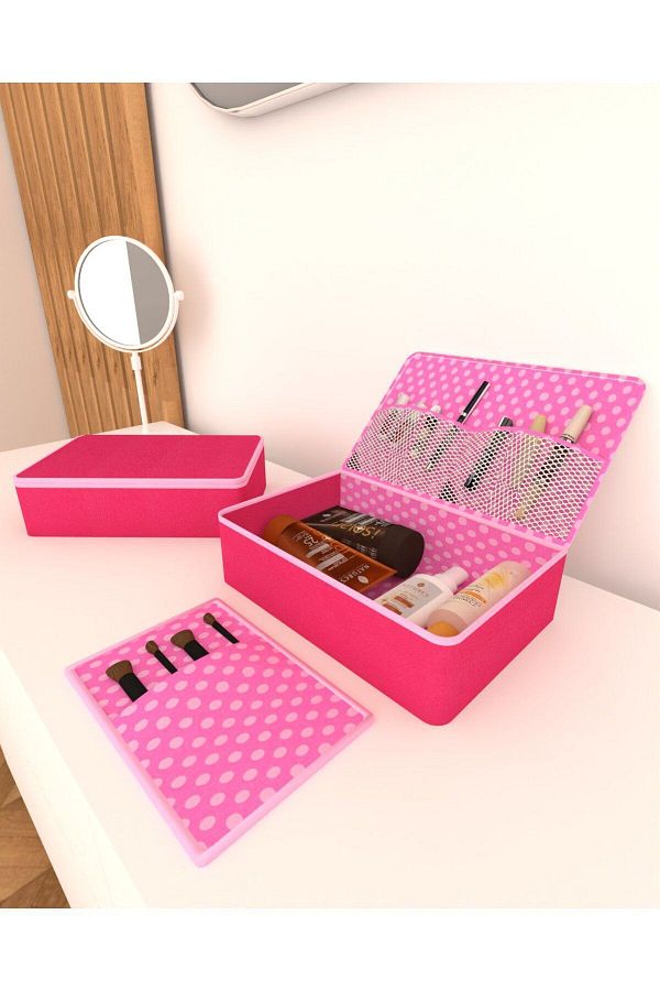 HOMELİFE EV TEKSTİL-Geanta de machiaj cu 4 compartimente Set valiza de machiaj cosmetic |   Geantă organizatoare cosmetice pentru machiaj de călătorie 1