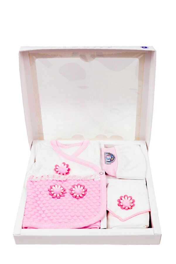 TangModa Kız Bebek Hastane Çıkışı 5 Parça Yeni Doğan Bebek Kıyafeti Pembe Doğal Pamuklu Bebek Giyim Seti