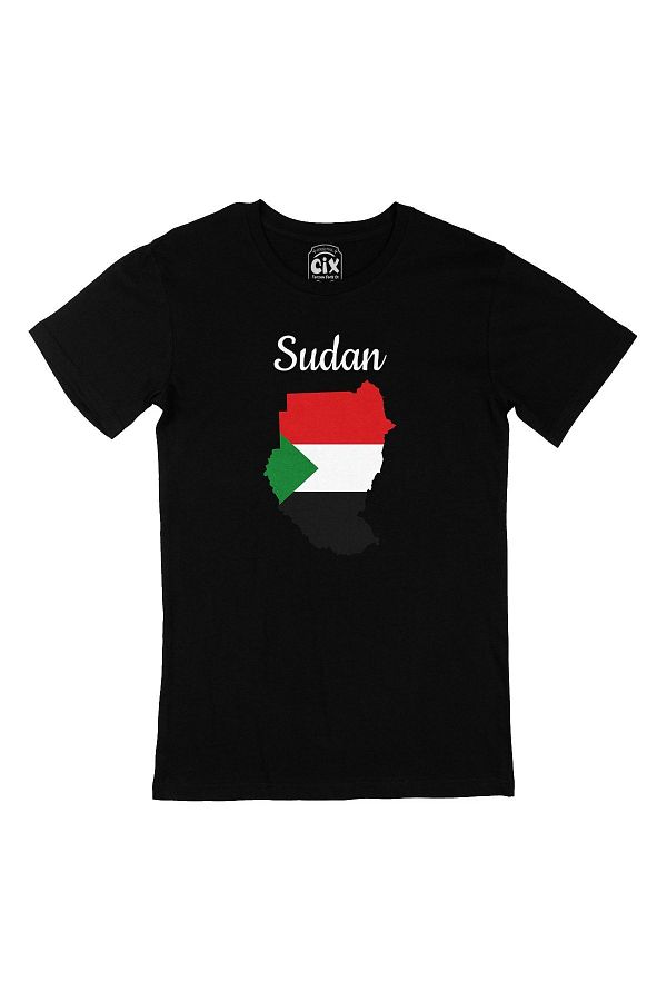 Cix-Black Sudan Map and Flag T-Shirt 1