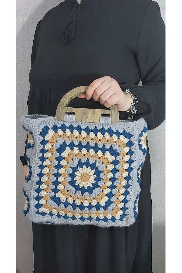 KBA TİCARET-Stylish and Soft Textured Hand Knitted - Handbag 1