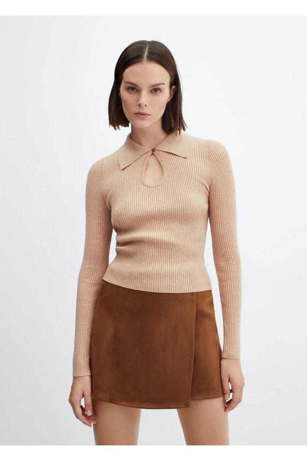 MANGO Woman-Otvorený sveter Polo golier 1