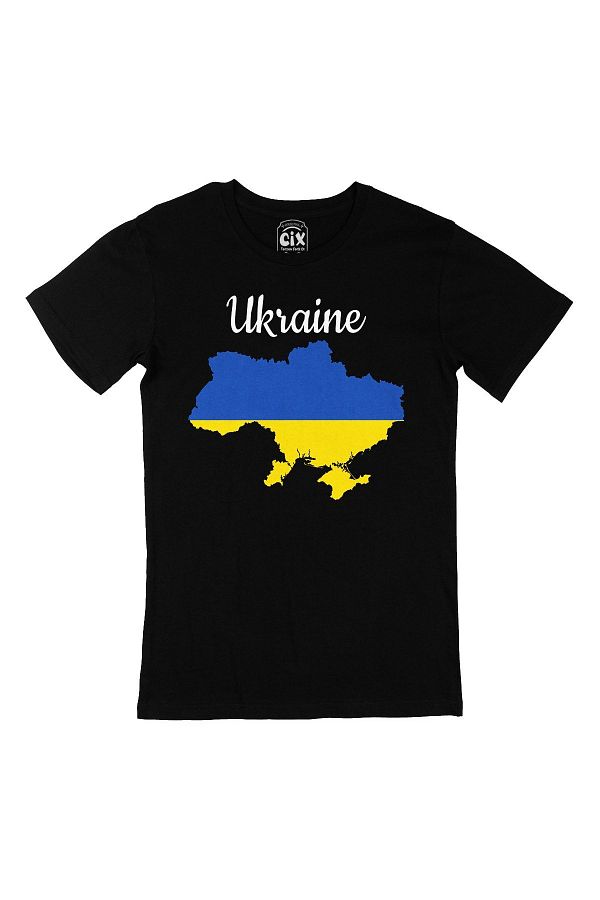Cix-Tricou negru unisex cu hartă și steagul Ucrainei 1