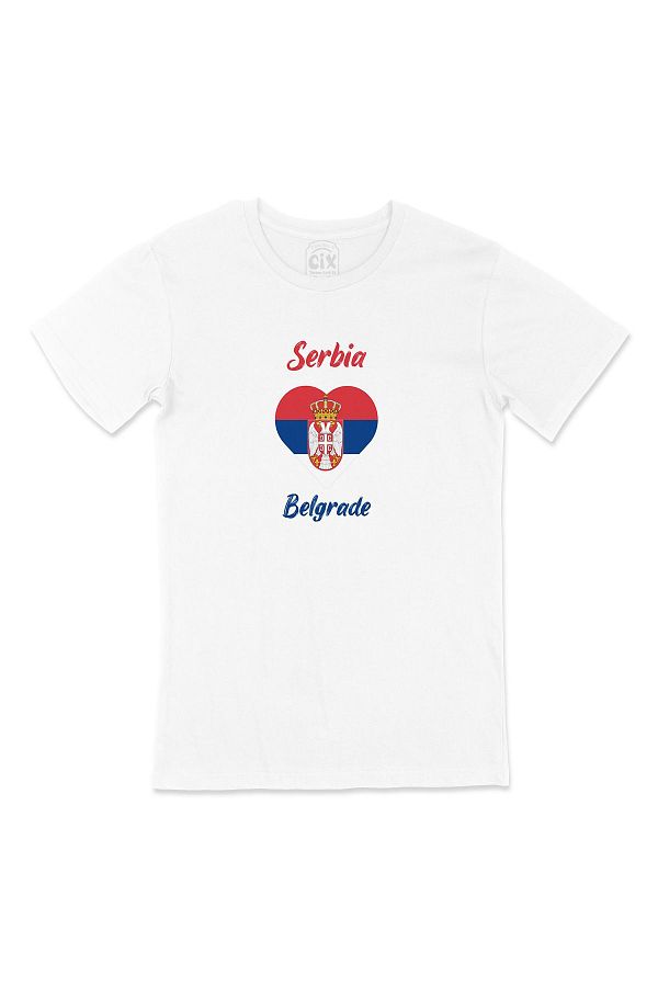 Cix-Belgrade Serbia Flag Heart T-Shirt 1
