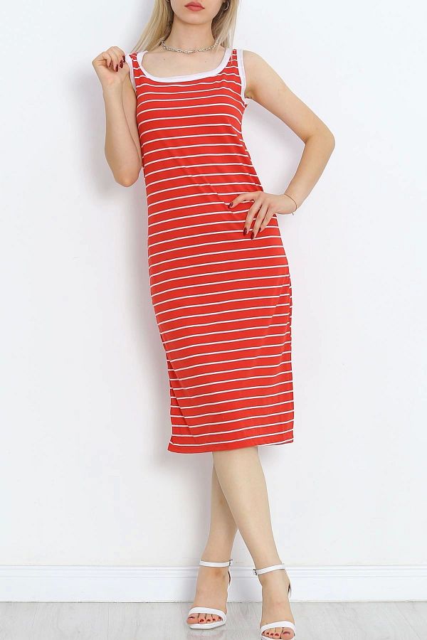 ZANBUT K Red Striped SBN Women s Supreme Dress Trendyol