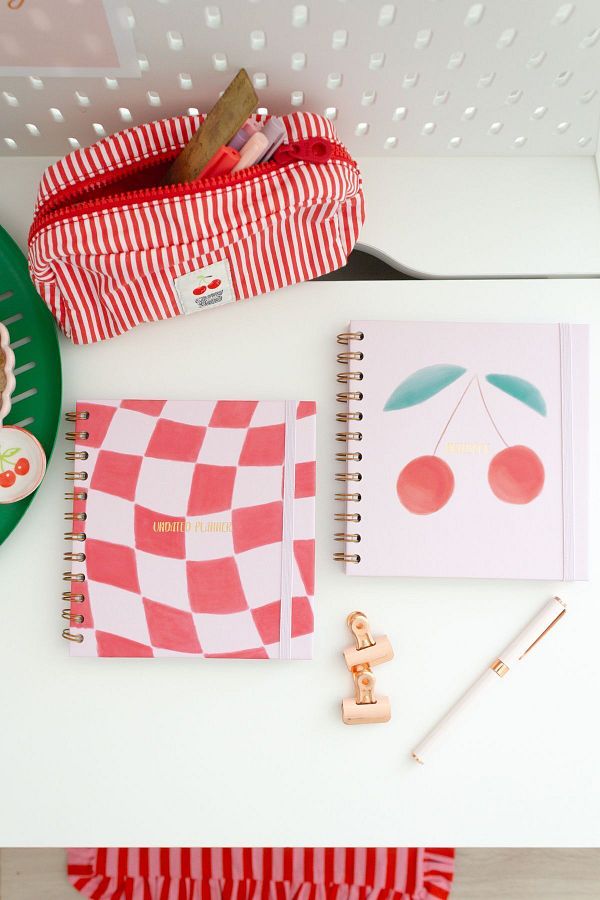 Matt Notebook-15x15 cm Square Sight Set of 2 - Spiraled Timeless Planner Agenda and Notebook Cherry 1