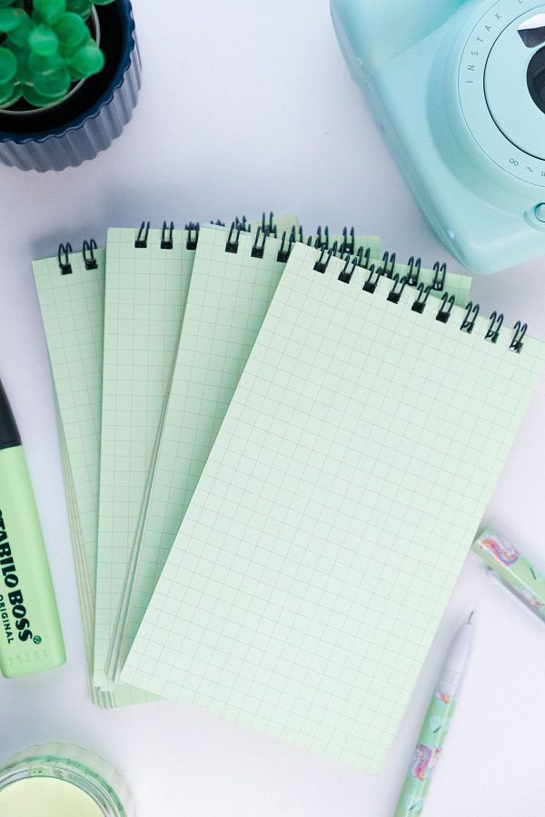 Dream Notes-Green 4-Piece Checked Notebook Set - 9X15 Cm, 50 Sheets Spiral School Notebook 1