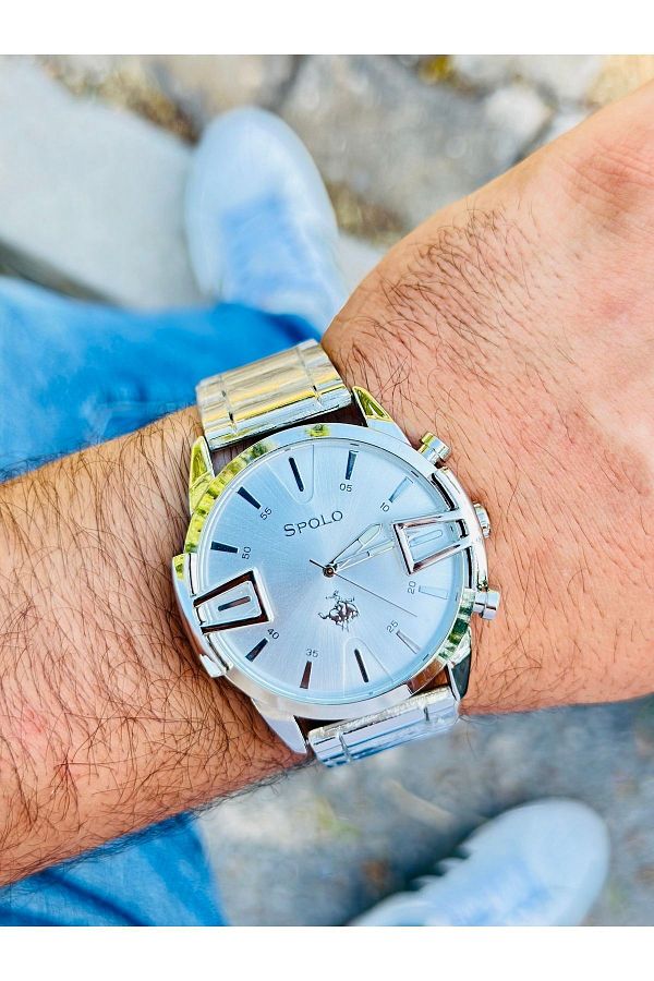 M S POLO Watch Silver colored Silver Trendyol