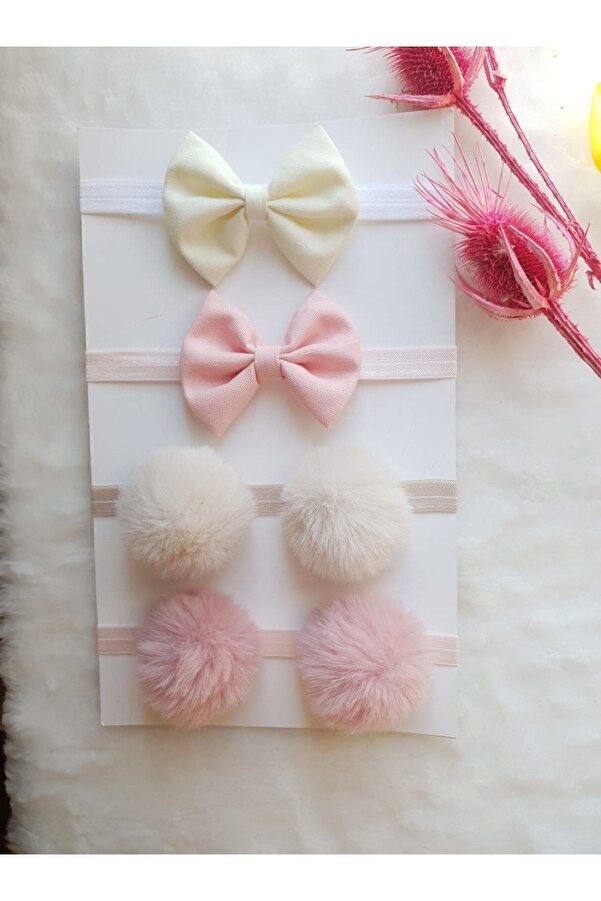 Genel Markalar 4lü Fiyonk Ve Ponpon Bebek Bandana