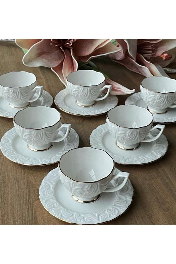 İpek Porselen 6-Person Porcelain Coffee Cup Set