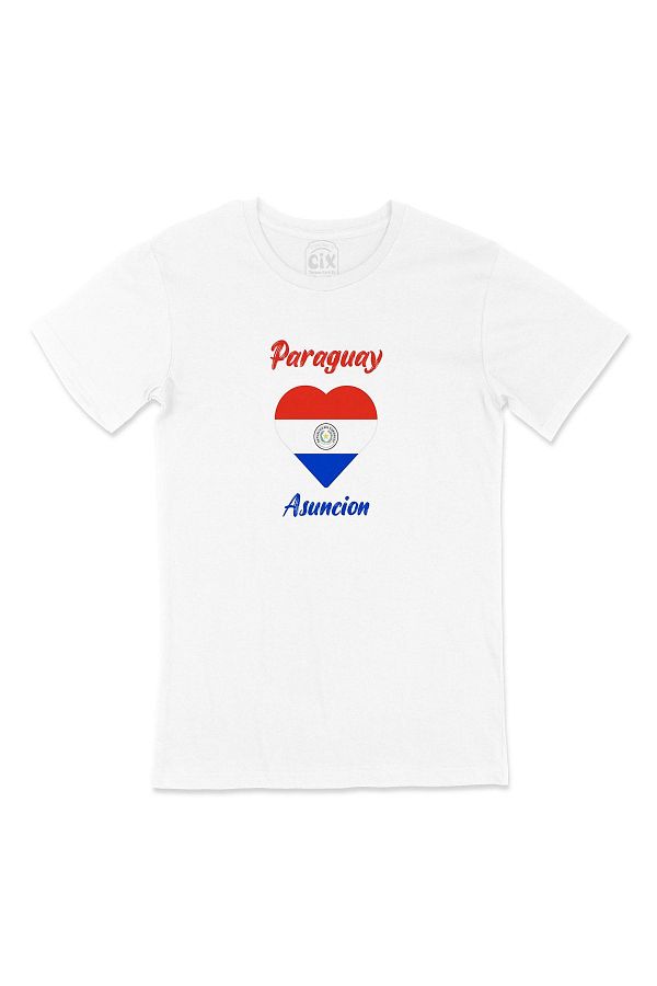 Cix-Asuncion Paraguay Flag Heart T-Shirt 1