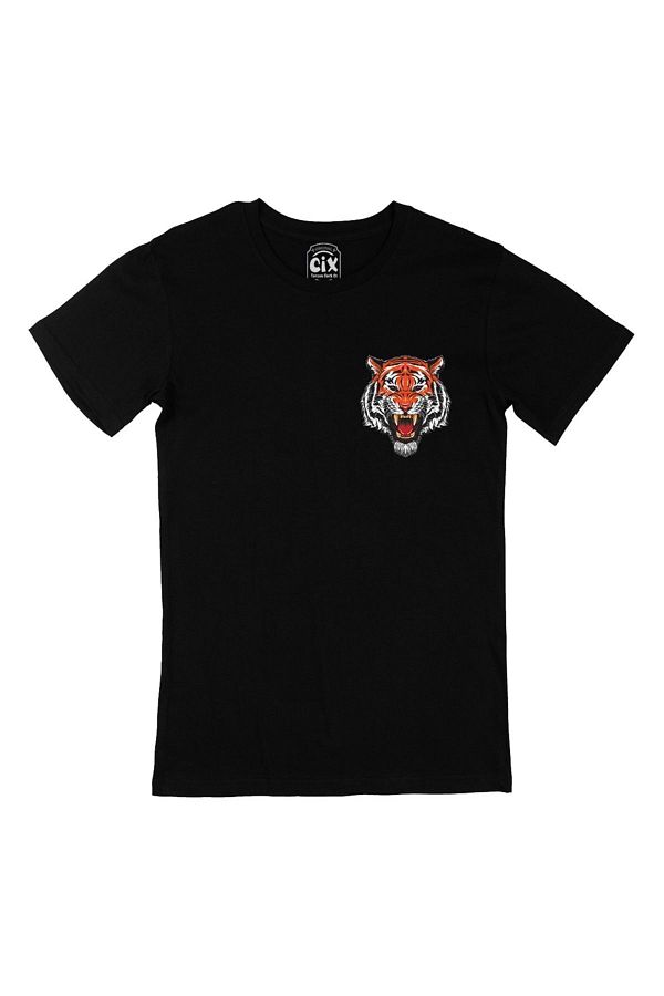 Cix-Black T-Shirt with Angry Tiger Pocket Logo Design 1