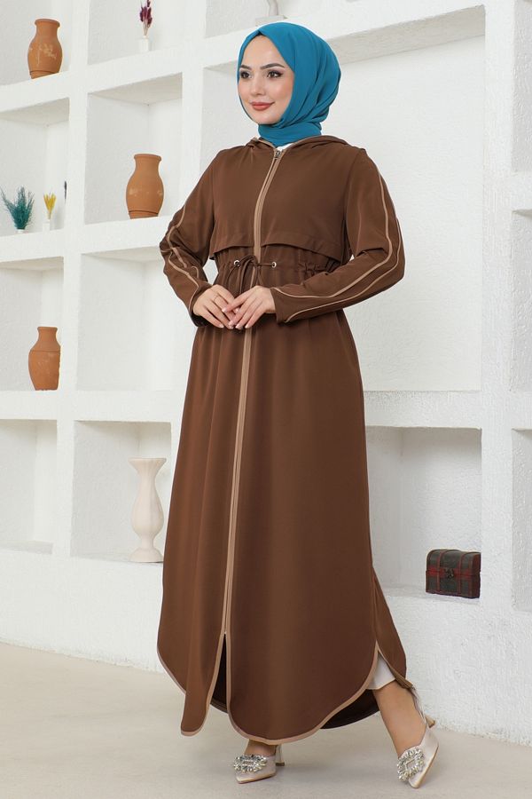 Modaselvim Hijab Ferace 6053Ah193 Bolero Detailed Brown Trendyol