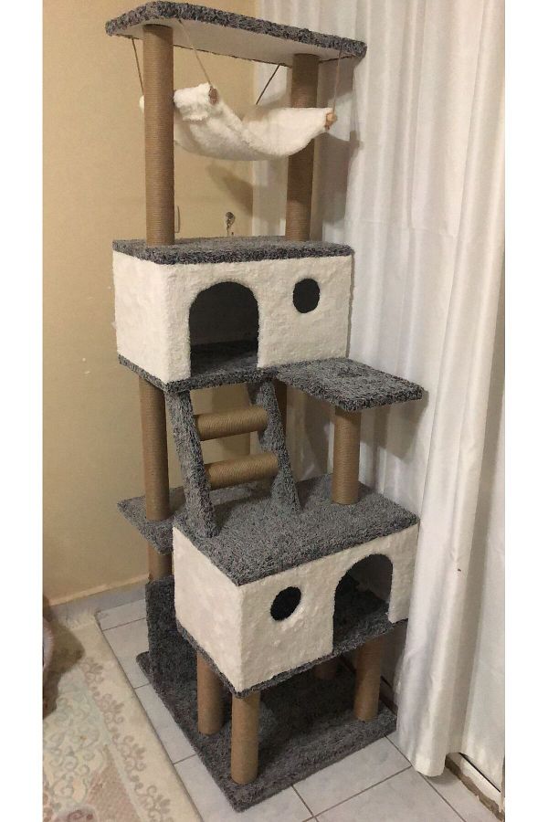 pethomealpi-Luxury Cat Scratching House and Play Platform - with Hammock and Nest 1