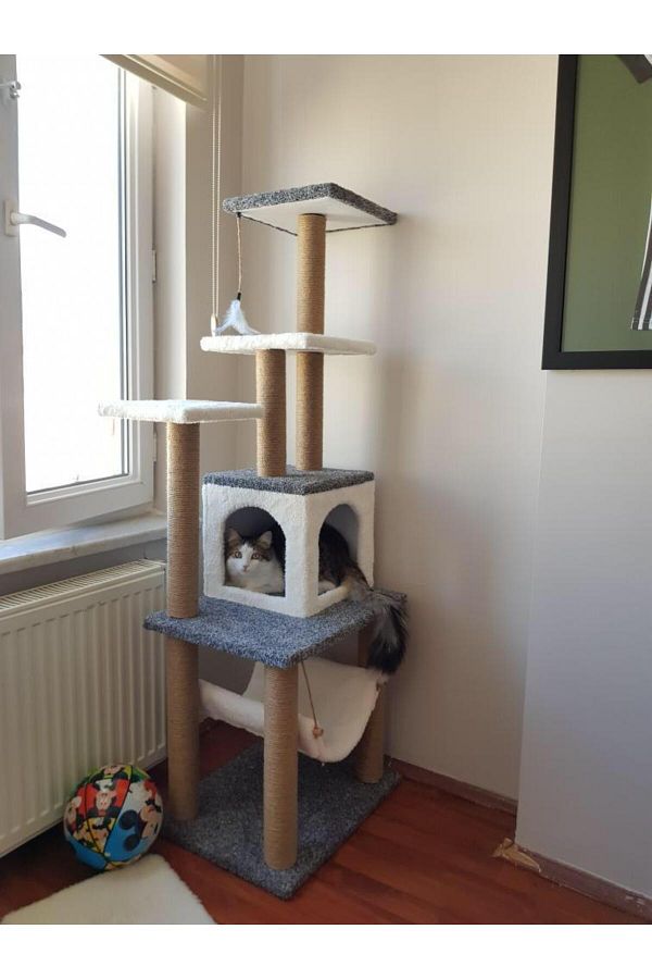 pethomealpi-Luxury Cat Scratching House and Play Platform - with Hammock and Nest 1