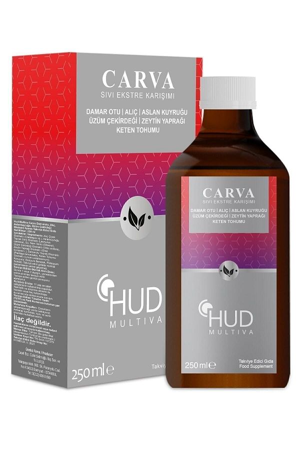 Hud-MultivaCarva- 250mlFood, Hawthorn, Grape Seed, Vein Herb and Flax Seed Supplement 1
