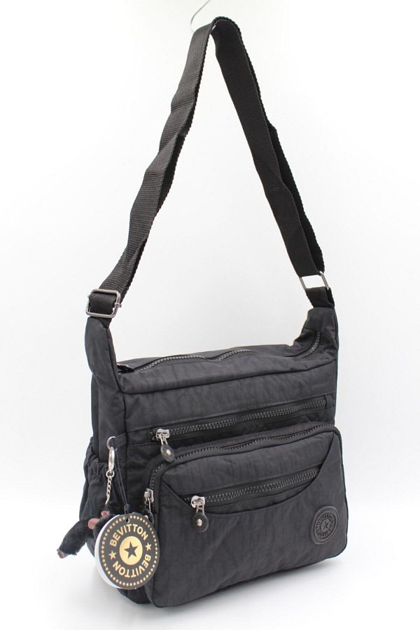 Bevitton Crinkle Fabric Women s Moden Shoulder Bag Black 4120 Gorilla Keychain Gift Trendyol