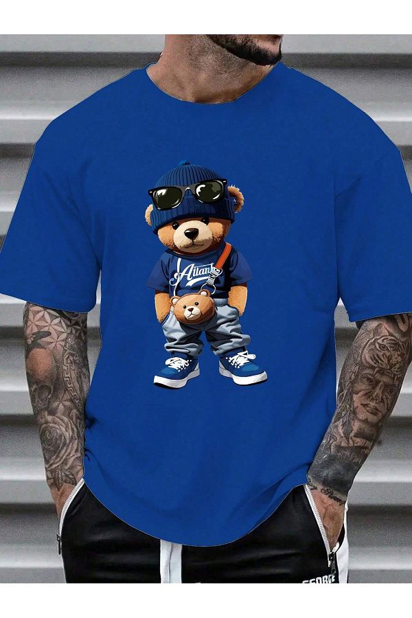 over head oh Men's Oversize T-Shirt - Saks Blue, Ailant Bear