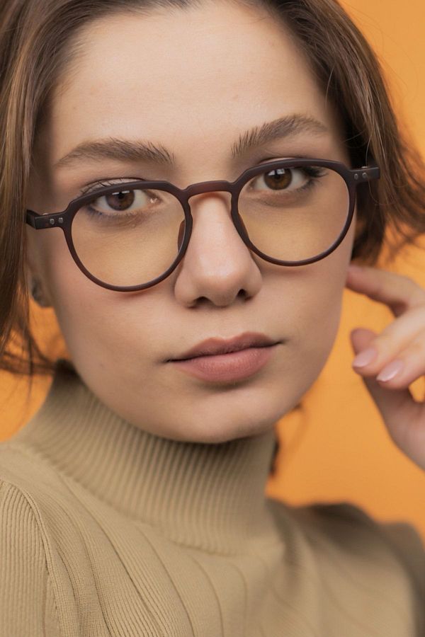 LUNOX-Lucia Matte Brown Unisex Computer Screen Glasses 1