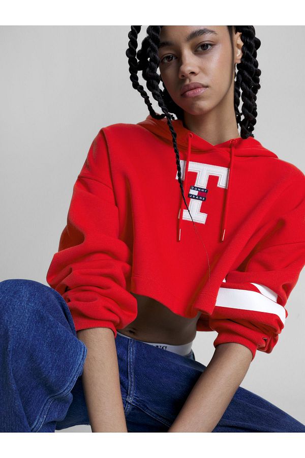 Tommy Hilfiger TJW SP CRP Letterman Women s Sweatshirt Women s Flag Hoodie Trendyol