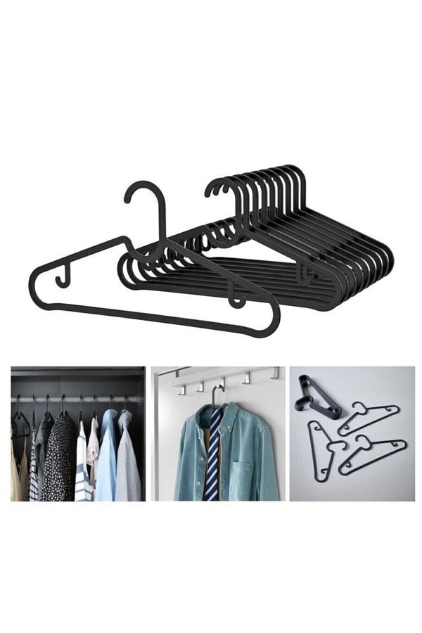 IKEA Spruttig Hanger Black Flexible Plastic 10 Pieces Trendyol